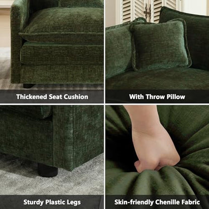 Luxury Oversized 3 Piece Sofa Set, 2 Pieces of 2 Seater and 1 Piece of 3 Seater Sofa, Modern Chenille Comfy Cloud Couches Set with 13 Pillow for Living Room Office, Evergreen - color: Evergreen, size: 3+2+2