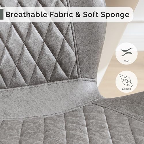 Dining Chairs Set of 2, Comfy Modern Dining Chairs with Thick Cushions, Upholstered Fabric Kitchen Side Chairs with Adjustable Metal Legs for Dining Room (Light Grey) - color: Light Grey, size: Set of 2