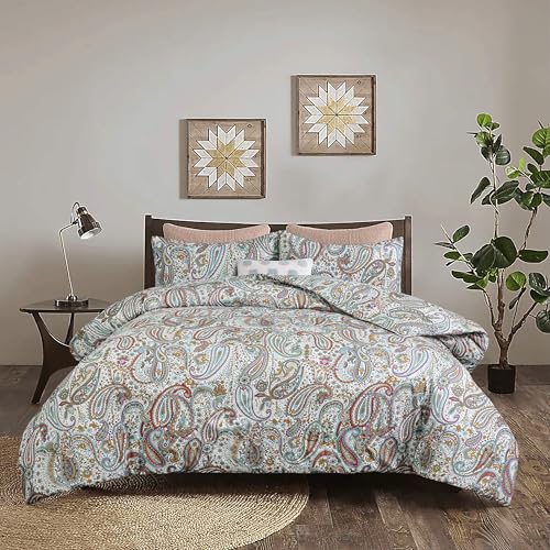 Sleepdown Queen Comforter Set - All Season Reversible Paisley Queen Comforter with 2 Pillow Shams, Soft Breathable Microfiber Bedding Set, Lightweight All Season Printed Queen Size Comforter Set - color: Paisley, size: Queen (92"x90")