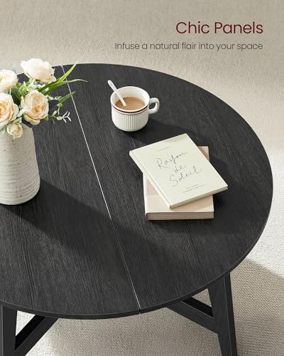 VASAGLE Round Coffee Table, 31.5-Inch Center Table, Tapered Legs | Curved Transitions, Easy to Assemble, for Living Room, Charcoal Gray, MAEZO Collection ULCT251BA02 - color: Charcoal Gray, size: 31.5"Dia. x 18"H