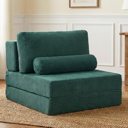 49" Foldable Modular Studio Couch, Space Saver Bed with High Density Foam, Sofa Individual with Creative Shape for Apartment Leisure Scenes, Green - color: Green