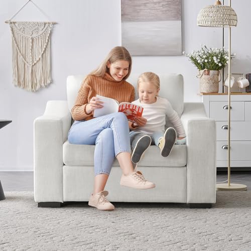 Oversized Sofa Bed, Upholstered Chaise Lounge Comfy Sleeper Sofa with Soild Wood Frame, Deep Seat Sofa Couch for Living Room Bedroom Apartment, Linen, White - color: White, size: 85 Inch - Sofa Bed
