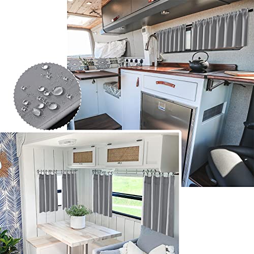 XTMYI Silver/Light Grey Window Valances for Living Room Bedroom,Waterproof Room Darkening Heat Light Blocking Blackout Kitchen Curtains and Valances Set of 2 Pack,30 x 16 Inches Long,Gray - color: Light Grey, size: 30"W x 16"L (Pack of 2)