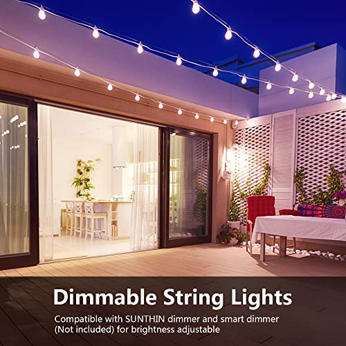 SUNTHIN White Outdoor String Lights, 96FT White Patio Lights with 32 Shatterproof LED Bulbs for Garden, Backyard, Porch, Cafe, Deck, Wedding, Party, Gathering - color: White
