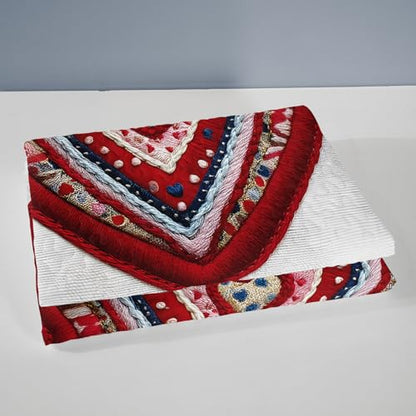 AILONEN Red Knitted Heart Quilt Set Queen Size,Heart Reversible Bedding Sets,Romantic Moment Bedspread Coverlet with 2 Pillowcases,3-Piece,Soft Lightweight Microfiber - color: Love53, size: Queen