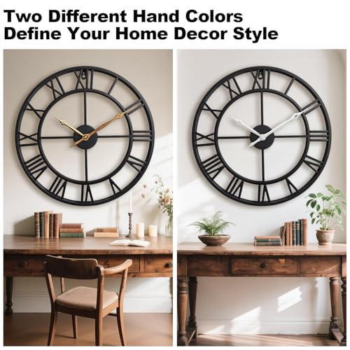 36 Inch Extra Giant Oversized Large Wall Clocks for Living Room Decor,Big Black Roman Numerals Metal Wall Clocks for Bedroom, Kitchen, Office,Housewarming Gift - color: Black, size: 36 inch
