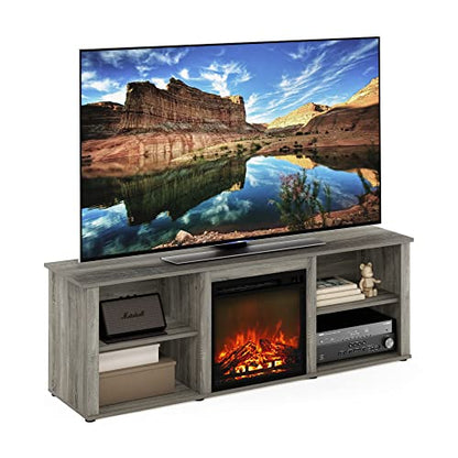 Furinno Classic 70 Inch TV Stand with Fireplace, French Oak Grey - color: French Oak Grey, size: 70-Inch Classic