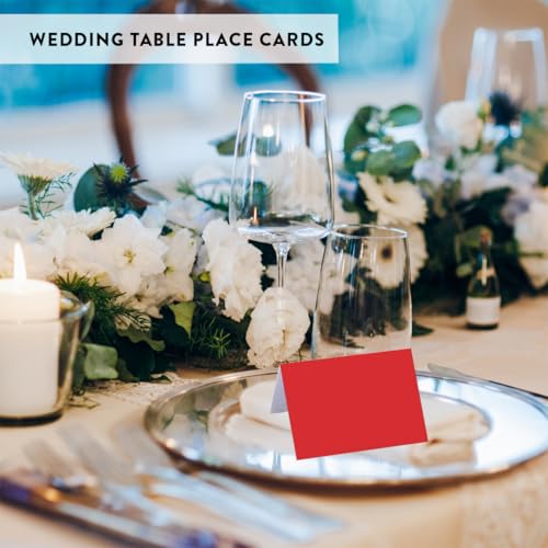 Andaz Press Table Tent Printable Place Cards, Red 20-Pack, Seat Placement Cards Blank Place Cards For Table Settings Name Cards for Bridal Wedding Shower, School Graduation Food Cards Red Card Table - color: Blank Red