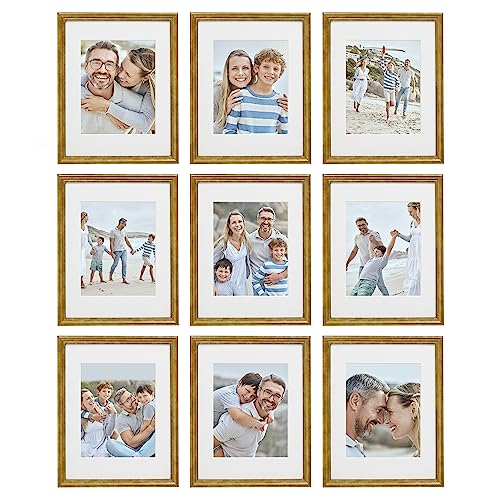 Sheffield Home 9 Piece Gallery Wall Frame Set, 11x14 Inch, Beaded Antique Bronze - color: Beaded Antique Bronze, size: 11x14 Inch