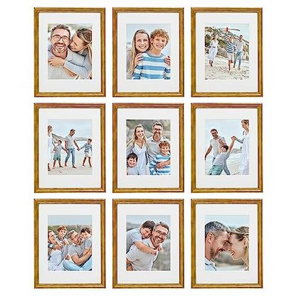 Sheffield Home 9 Piece Gallery Wall Frame Set, 11x14 Inch, Beaded Antique Bronze - color: Beaded Antique Bronze, size: 11x14 Inch