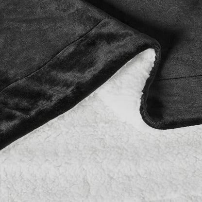 Amazon Basics Reversible Sherpa Throw Blanket, Warm, 50"x60", Black - color: Black, size: Throw (50"x60")