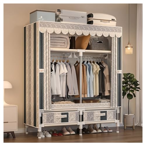 Closet Wardrobe Portable Clothes Closet with Drawer Boxes Shelves Clothing Storage with Hanging Rack Storage Organizer for Cloakroom Bedroom Entrances(Striped,100x45x165CM) - color: Striped, size: 100x45x165CM