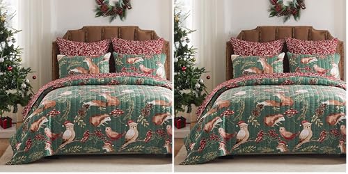 Greenland Home Willow Novelty Forest Animals Reversible Quilt Set, 2-Piece Twin, Holiday (Pack of 2) - color: Holiday, size: 2-Piece Twin (Pack of 2)