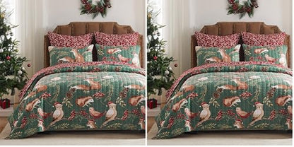 Greenland Home Willow Novelty Forest Animals Reversible Quilt Set, 2-Piece Twin, Holiday (Pack of 2) - color: Holiday, size: 2-Piece Twin (Pack of 2)