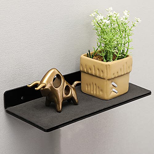 4 PCS Small Acrylic Floating Wall Shelves,9 Inch Adhesive Display Shelf for Nintendo Switch/Smart Speaker/Security Cameras/Action Figures,No Damage Expand Wall Space,Black - color: Black With Adhesive Tape and Screws