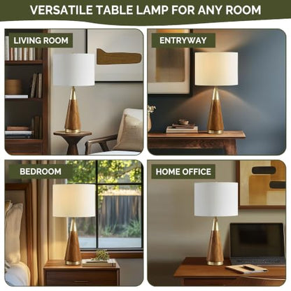 INK+IVY Chrislie Gold White Mid Century Modern Table Lamp , Contemporary Metal Wood Table Lamps for Bedrooms , 13.5"W X 13.5"D X 26"H , Gold / Brown