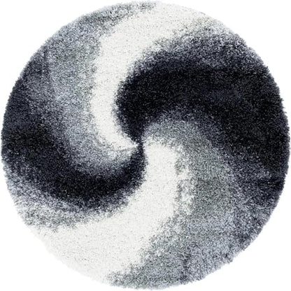 Rugs.com Soft Touch Shag Collection Round Rug – 4 Ft Circular Smoke Grey Shag Rug Perfect for Kitchens, Dining Rooms - color: Smoke Gray, size: 4' (Round)