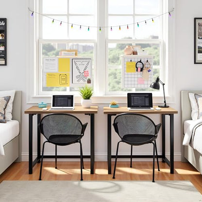 Alaterre Furniture Pomona Compact Writing Desk, Natural, 32”x21”x30” | Rustic Industrial Style Small Home Office Desk with Solid Wood Top, Metal Frame, Durable Lacquer Finish and Floor Levelers - style: Desk Only