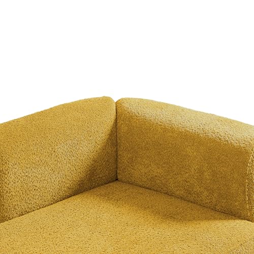 ERYE Boucle Upholstered Left Facing Chaise Lounge Indoor for Living Room Bedroom,Comfy Single Chaise Lounge Modern Leisure Recliner Sleeper Sofa Daybed, Easy Assemble - color: Yellow/L