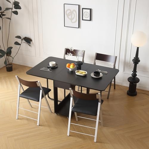 Folding Chairs 2 Pack, 450Lbs Steel Frame Foldable Dining Chairs, Black | 1.37" Folded, Waterproof Rustproof Indoor Outdoor Padded Folding Chairs for Dining Room, Conference Rooms, Weddings, Events - color: Black