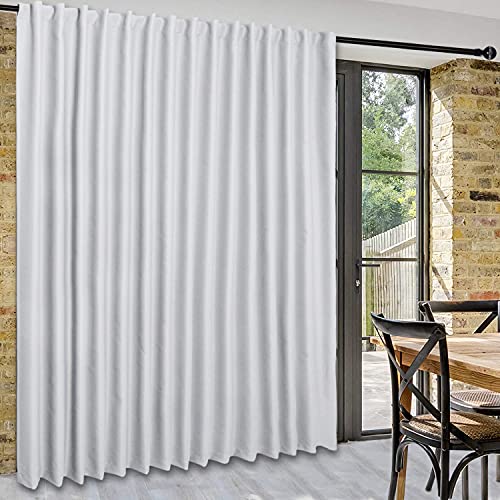 DWCN Privacy Room Divider Blackout Curtain - Patio Sliding Door Curtains, Extra Wide Thermal Curtains with Back Tab & Rod Pocket for Living Room and Bedroom Partition, 120 x 96 Inches, Greyish White - color: Greyish White, size: 120"W x 96"L (Pack of 1)