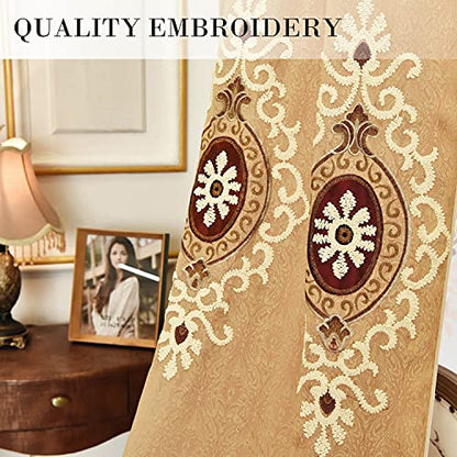 Simple Chenille Curtains, Jacquard Blackout Window Elegance Drapes/Panels/Treatments for Bedroom Living Room, 42x63, Top Grommets, 2 Panels | Medium Weight Fabric, Woven Texture, Soft Light Filtering, Classic Style Accent, for Living Room and Bedroom Wind