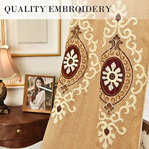 Simple Chenille Curtains, Jacquard Blackout Window Elegance Drapes/Panels/Treatments for Bedroom Living Room, 42x63, Top Grommets, 2 Panels | Medium Weight Fabric, Woven Texture, Soft Light Filtering, Classic Style Accent, for Living Room and Bedroom Wind