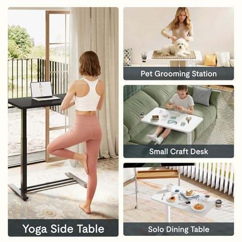 FLEXISPOT 28''Adjustable C Table Gas Spring Mobile Side End Table | Adjustable C table with Wheels, Bedside table for sofa and couch. Laptop Rolling Cart TV Tray, 27.6" W x 15.7" D,Black - color: Black, size: 28x16