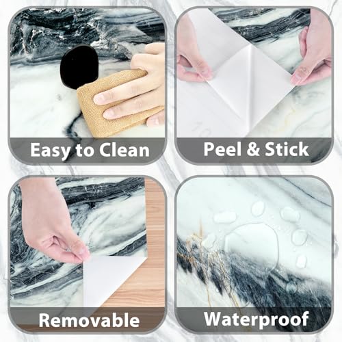 Blue/White Marble Contact Paper Peel and Stick for Countertops | Glossy Marble Wallpaper Self Adhesive Removable Contact Paper for Kitchen Backsplash Cabinet Bathroom Vinyl Wrap 15.7"×78.7" - color: Blue White