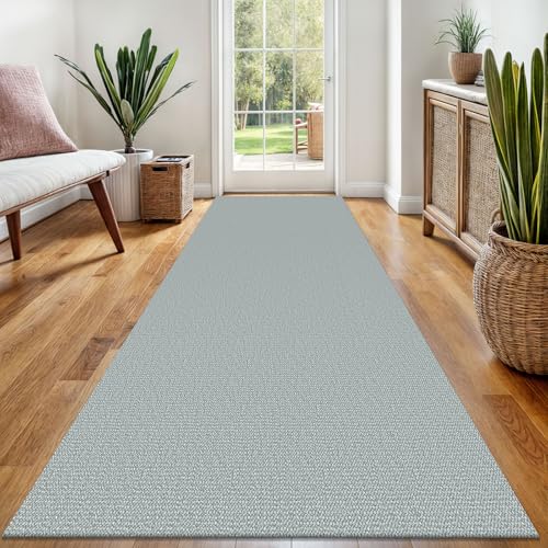 Washable Runner Rug, Non Slip Foyer Runner, 3x8 Ft, Turquoise/Gray | Washable Braided Runner Carpet, Non Slip Rubber Dot Backed, For Hallway, Kitchen, Entryway, Bedroom, Laundry Room, Foyer - color: Turquoise/Gray, size: 3' x 8' (Rectangular)