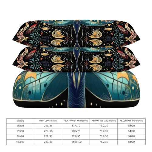 Bohemian Aesthetic 3 Piece Reversible Bedding Set 79"x90",Double Sided Brushed Microfiber Duvet Cover Set with 2 Pillowcases Soft Breathable Comforter Cover for Home - color: Bohemian Aesthetic, size: 79"x90"