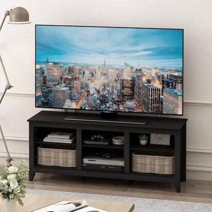 Furinno Jensen TV Stand for TV up to 65 Inch, 2-Tier Black Entertainment Center, TV Console with Cable Management, for Living Room, Bedroom, Dark Americano - color: Dark Americano