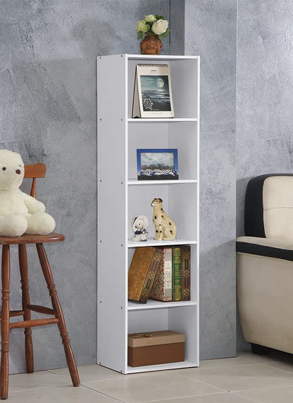 HODEDAH IMPORT Bookcase - color: White, size: 5-Shelf