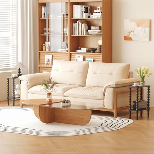 Veegle Narrow Side Table, Small End Table with Storage Shelf, 2-Tier Small Coffee Tables for Living Room, Bedroom, Narrow Spaces (Black) - color: Black-2 Tier Shelf