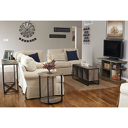 Household Essentials Wooden Side End Table with Storage Shelf | Ashwood - color: Ashwood