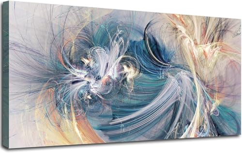 Large Abstract Blue and Gold Wall Art Modern Canvas Textured Artwork Decor for Living Room Bedroom Office Wall Decoration Ready to Hang 24"x48" - color: Abstract-4, size: 48"L x 24"W
