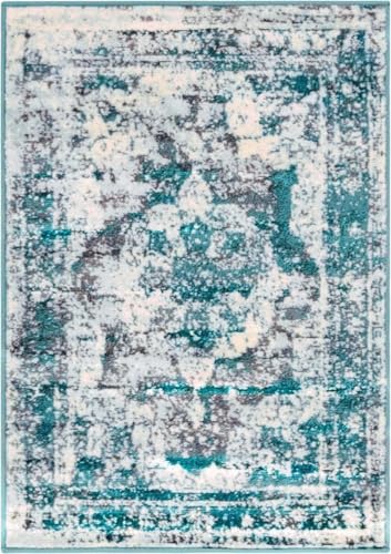 Rugs.com - Monte Carlo Rug – 2' x 3' 1 Turquoise Easy-Clean Rug – Ideal for Entryways, Kitchens, and Small Spaces - color: Turquoise, size: 2'2" x 3' (Rectangular)