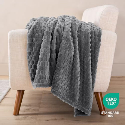 Bare Home Fleece Blanket Luxury Microplush (Full/Queen, Waffle Grey) | Ultra-Soft Lightweight Blanket for Bed, Sofa, and Couch, Cozy & Warm Blanket - color: 32 - Waffle Grey, size: Full/Queen