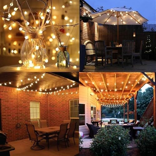 RaThun Globe String Lights Plug in 116 Ft. 200 LED 8 Modes with Remote,Waterproof Fairy String Lights for Indoor Outdoor Bedroom Party Wedding Garden Christmas Tree Decor,Warm White | 200 LED Fairy Lights with Timer, 8 Modes, 16ft Extended Lead, Plug in f