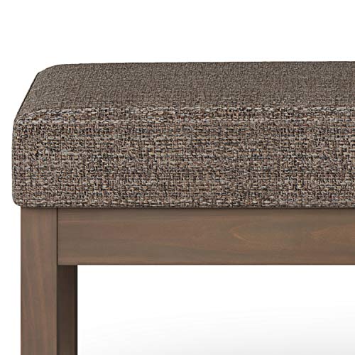 SIMPLIHOME Milltown 44" Wide Tweed Look Rectangle Ottoman in Mink Brown | Contemporary upholstered ottoman bench with a cushioned seat for bedroom seating; fully assembled footstool or footrest. - color: Mink Brown, style: Large Ottoman Bench