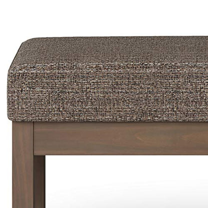 SIMPLIHOME Milltown 44" Wide Tweed Look Rectangle Ottoman in Mink Brown | Contemporary upholstered ottoman bench with a cushioned seat for bedroom seating; fully assembled footstool or footrest. - color: Mink Brown, style: Large Ottoman Bench