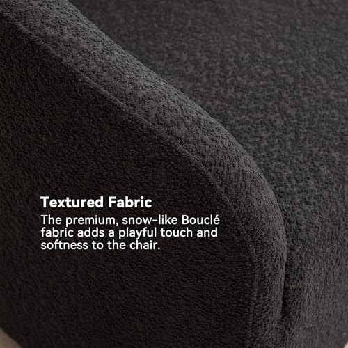 KINWELL 32" Wide Modern Boucle Swivel Barrel Chairs Set of 2, No Assembly Round Upholstered Swivel Accent Armchairs for Living Room, Bedroom (Black) - color: Black, style: Set of 2