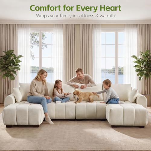 82" Loveseat Cloud Couch, Beige Chenille Modern Upholstered 2-Seater Sofa with Tufted Deep Seat & Wood Legs, Comfy Small Love Seat Couch for Living Room Apartment - color: Beige, size: Loveseat