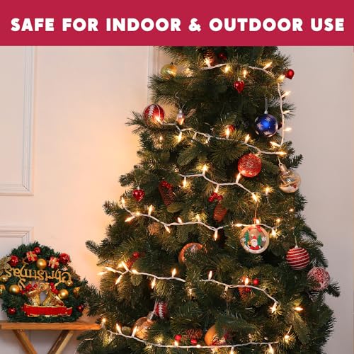 Meteds Christmas Lights 50 Count Clear Mini Lights White Wire UL Certified Connectable Warm White String Lights for Christmas Decor - size: 50 Count 13Ft