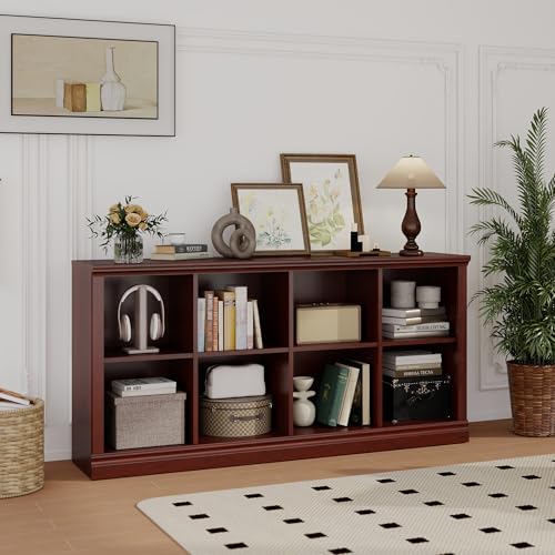 blini 8-Cube Storage Organizer,Mahogany Wooden Bookshelf with Open Shelf, Modern Bookcase for Bedroom, Living Room, Office & Entryway - color: Mahogany, size: 8-Cube
