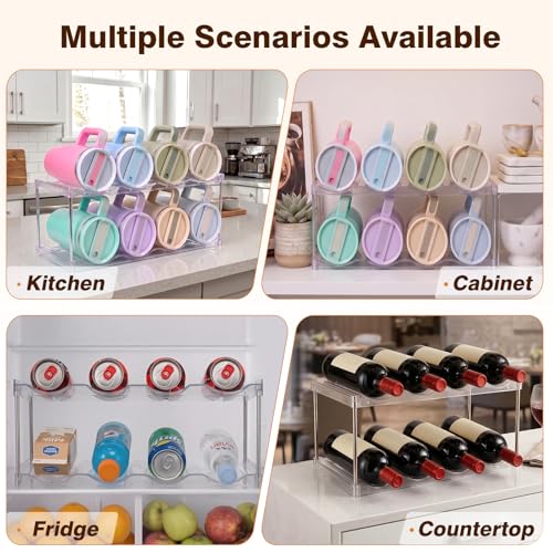Large Compartment Water Bottle Organizer, Stackable Water Bottle Holder for Stanley 40 oz Tumbler, Clear Tumbler Organizer for Cabinet, Kitchen Pantry or Countertop, 3 Pack (2 Pack) - size: 2 Pack