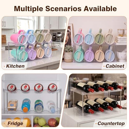 Large Compartment Water Bottle Organizer, Stackable Water Bottle Holder for Stanley 40 oz Tumbler, Clear Tumbler Organizer for Cabinet, Kitchen Pantry or Countertop, 3 Pack (2 Pack) - size: 2 Pack