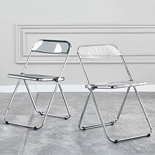 Stackable Transparent Dining Chair - Metal Frame, Plastic Accent Chair for Kitchen, Living Room, Bedroom - Space Saving, Stylish Design，Grey 47x48x76cm(19x19x30inch - color: Grey