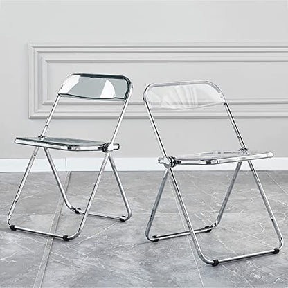 Stackable Transparent Dining Chair - Metal Frame, Plastic Accent Chair for Kitchen, Living Room, Bedroom - Space Saving, Stylish Design，Grey 47x48x76cm(19x19x30inch - color: Grey