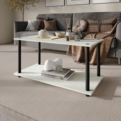 Coffee Table with Open Storage Shelf, Modern Design, Light Grey - color: Light Grey